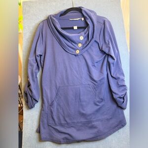 Soft Surroundings Cowl Neck Sweatshirt - Deep Blue